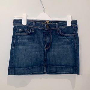 7 for all mankind denim mini skirt, mid rise, size 30